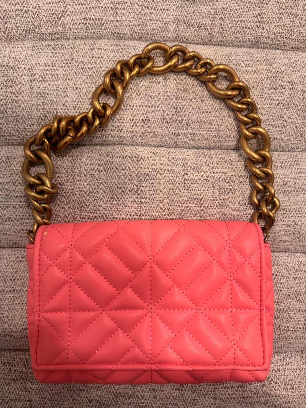 Zara Quilted Pink Chain Shoulder Bag